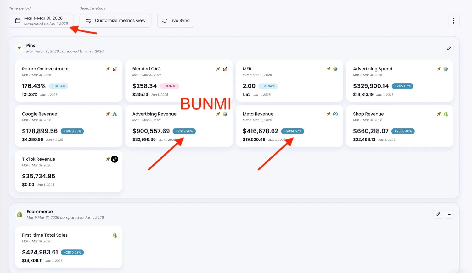 March 2026 revenue dashboard